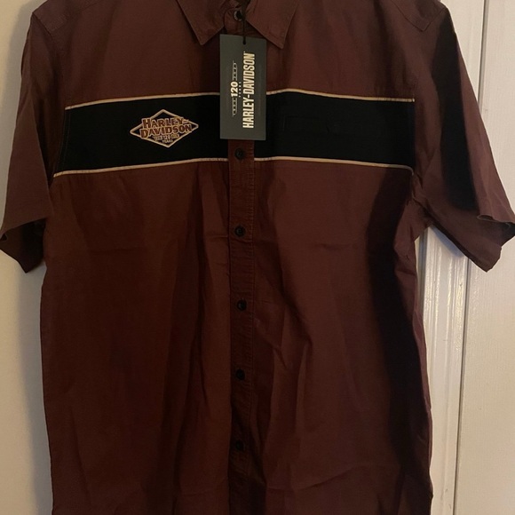 Harley-Davidson Men's 120th Anniversary Mechanic Shirt - Dark Red  Size L - Picture 2 of 5